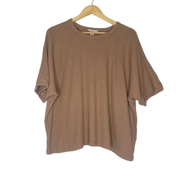 Madewell Waffle Knit Camel Shorts & Top Lounge Set - Picture 3 of 11